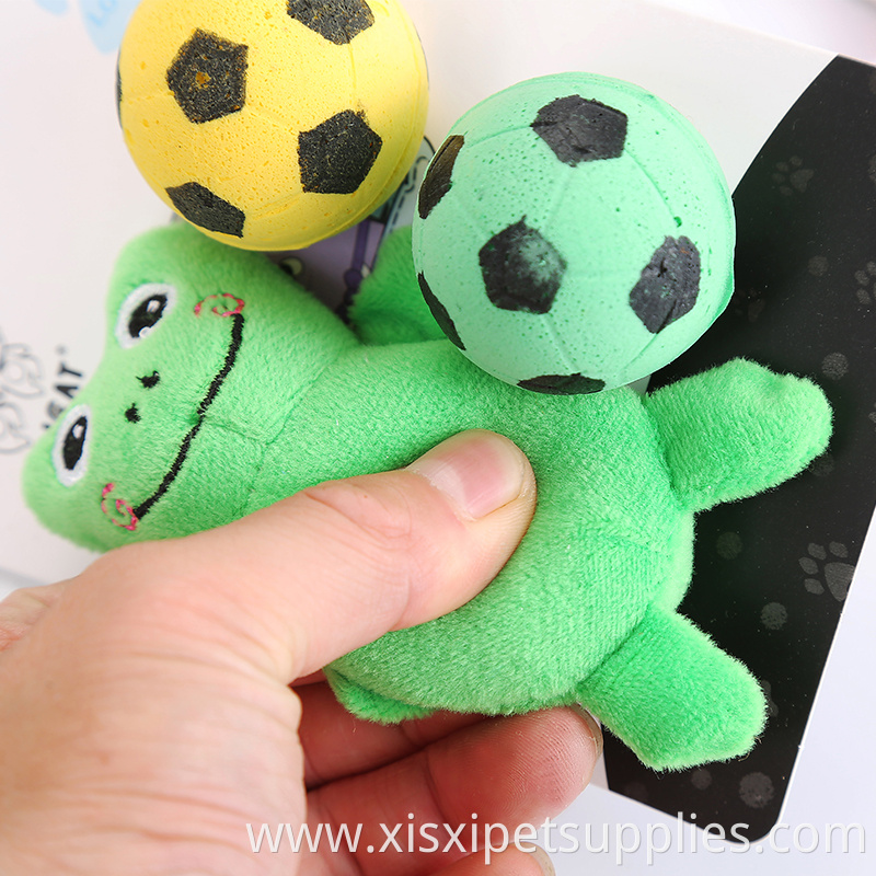 wholesale cat soccer ball with catnip toy bear and frog shape pet cat toy set
